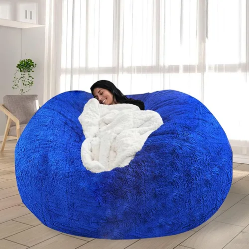 Miniatura 21 de Puf para adultos y niños sin relleno, sofá perezoso suave y redondo, funda de sofá de puf clásico, saco de amor para dormitorio, silla de lectura