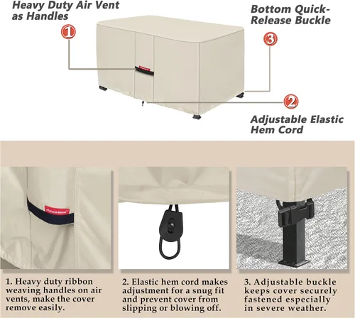 Miniatura 5 de Porch Shield - Funda impermeable para hoguera de patio 600D, rectangular para exterior, protector de caja de cubierta para mesa de fuego - 43 x 22