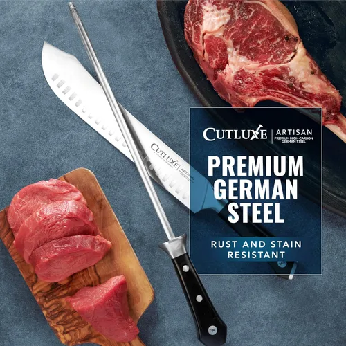 Miniatura 7 de Cutluxe Varilla de Afilar, Acero de Afilado para Cuchillos de Cocina – Acero de Afilado de 12" – Diseño de Mango Ergonómico – Serie Artisan