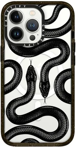 Miniatura 61 de CASETiFY Impact - Funda para iPhone 13 [protección contra caídas de 6.6 pies/compatible con Magsafe] Black Kingsnake, color negro transparente