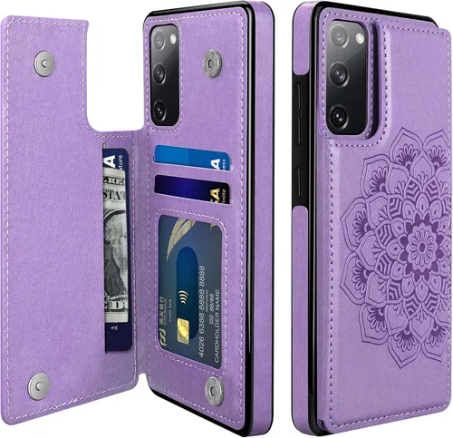 Miniatura 8 de COOYA Funda para Samsung Galaxy S20 FE 5G - Funda tipo cartera con tarjetero, piel sintética de alta calidad, cierre magnético, funda protectora