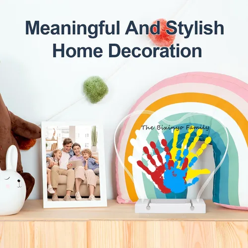 Miniatura 6 de Bixinyo Kit de huellas de manos familiares con luz, kit de mano y huella de bebé, recuerdo de manualidades, regalos familiares para mamá, padres