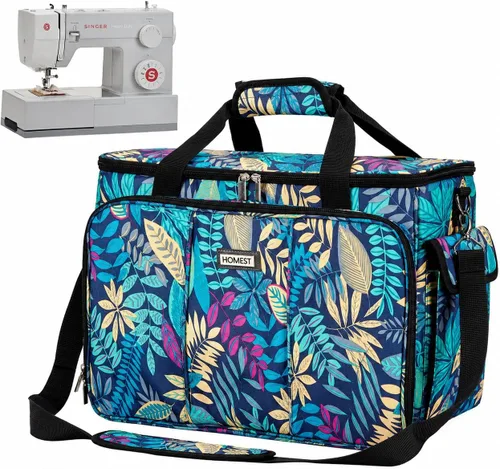 Homest Bolsa de transporte para máquina de coser con múltiples bolsillos de almacenamiento, bolsa universal con correa para el hombro, compatible