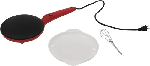 Miniatura 9 de Crepera Electrica - Máquina eléctrica para crepes de 8 pulgadas, sartén antiadherente portátil roja con asa y bandeja extraíble, Crepera Electrica