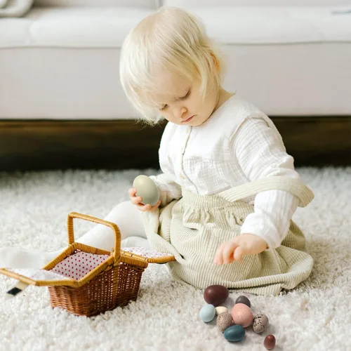 Miniatura 2 de Youuys Huevos de Pascua de madera para niños, huevos moteados de Pascua sintéticos, arte de bricolaje para manualidades para decoración del jardín