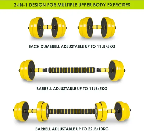 Miniatura 2 de ProsourceFit Juego de mancuernas y pesas ajustables, pesas libres 2 en 1, 44 libras, equipo de gimnasio en casa