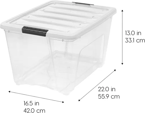 Miniatura 2 de IRIS USA 6-Pack 54 qt, contenedores de almacenamiento apilables con tapas [Hecho en EE. UU.] - Organizador diario con cierre, contenedores