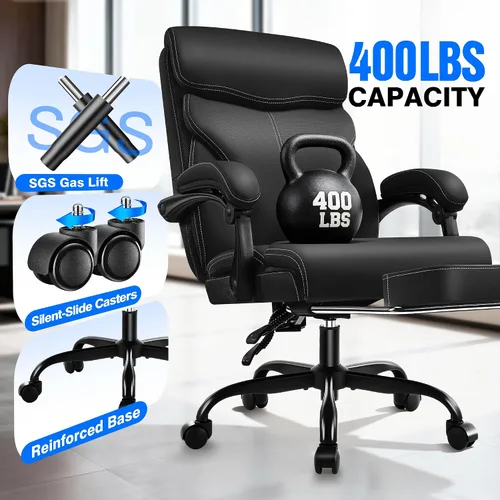 Miniatura 8 de AreShark Silla de oficina, ergonómica y cómoda silla de escritorio para computadora con respaldo alto y reposapiés, silla reclinable ejecutiva Negro