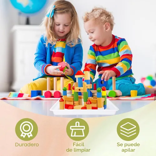 Miniatura 4 de Paquete de 10 bandejas de plástico para arte, bandeja para manualidades de actividades, bandeja organizadora, bandeja de servir para el hogar, Blanco