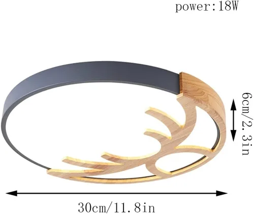 Miniatura 7 de Lámpara de techo redonda moderna plana redonda circular de montaje empotrado de 6500 K, lámpara de techo LED de madera, decoración de techo