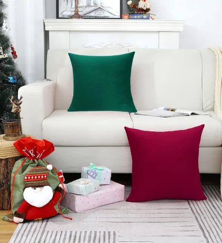 Miniatura 5 de Jeneoo Juego de 2 fundas decorativas para cojines de terciopelo suave y cómodo, funda sólida para cojín de sofá, decoración