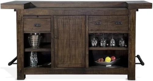 Miniatura 25 de Pemberly Row Unidad de Bar Independiente de Madera Estilo Granja de 78", Estante para Copas de Vino, Gabinetes de Almacenamiento, para Cocina