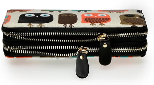 Miniatura 7 de LATH.PIN Cartera con cremallera para mujer, diseño de búho, monedero de lona con bolsillo para monedas y correa, Cute Owl, Cartera Rfid