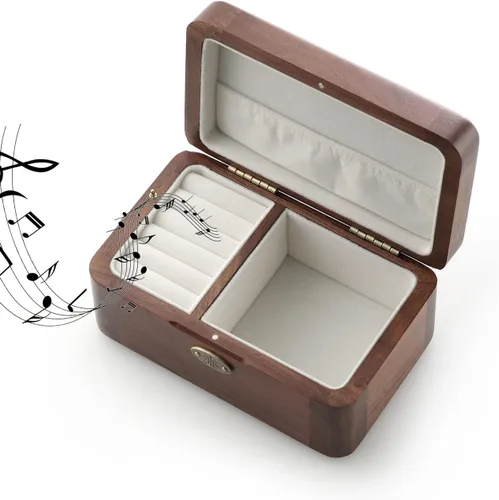 Caja de música de madera maciza natural, caja de joyería, caja de adornos, recuerdos, cajas musicales de regalo, exquisita vendimia, adecuada para