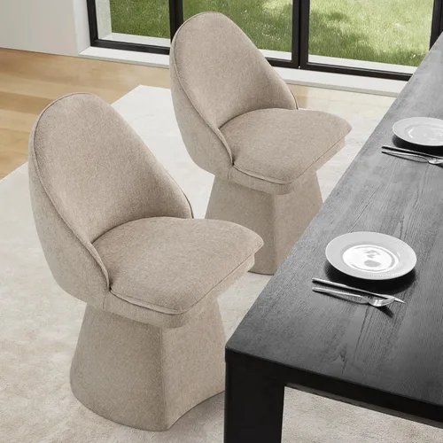 Miniatura 53 de KISLOT Juego de 4 sillas de comedor giratorias, tapizadas de mediados de siglo con respaldo alto, sillas de cocina de tela de lino para comedor, Una