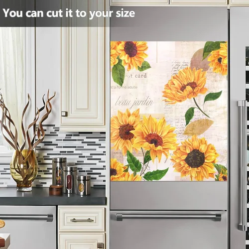Miniatura 6 de Funda magnética de girasol amarillo para lavavajillas, cubierta magnética reutilizable para refrigerador, calcomanías para nevera y microondas
