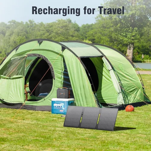 Miniatura 7 de Cargador de panel solar portátil de 30 W, kit de panel solar plegable con salida DC/USB C/USB A para banco de energía, estación de teléfono