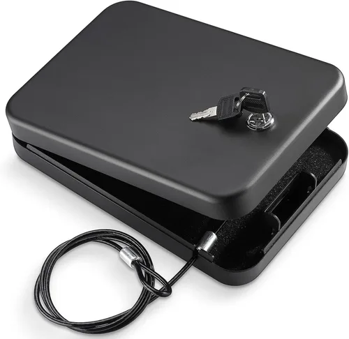 Younion - Caja fuerte para pistolas, portátil, para viajar y llevar en el auto, color negro Cerradura de llave