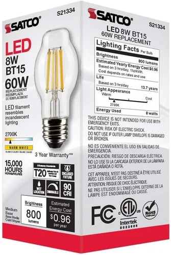 Miniatura 8 de Satco 6Pk 8w BT15 LED 2700K base mediana regulable - 60w equiv