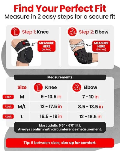 Miniatura 6 de SKATEWIZ Rodilleras y Coderas para Adultos - Equipo de Protección para Patinaje para Adultos - Escudo - Talla L Negro - Almohadillas para Monopatín