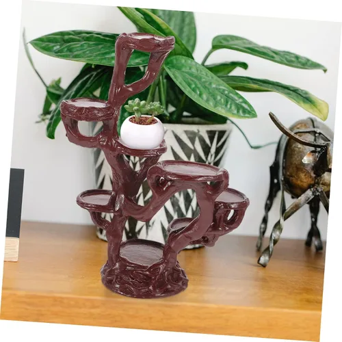 Miniatura 4 de Yardwe Elegante soporte de planta de resina elevada para maceta, base estable para soporte de bonsái de resina