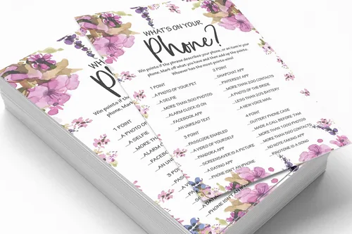 Miniatura 3 de Paquete de 50 tarjetas florales de Whats On Your Phone Bridal Shower Juego de despedida de soltera