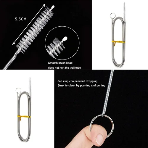 Miniatura 2 de ICEYLI Paquete de 2 cepillos de limpieza de tubos flexibles de 60 pulgadas de largo, cerdas de acero inoxidable y nailon, adecuado para cocina
