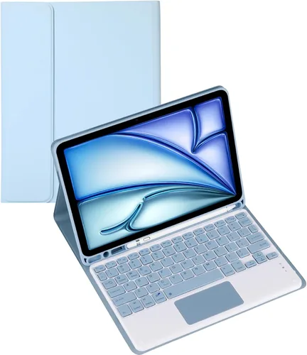 Miniatura 29 de Funda de teclado para tableta Samsung Galaxy Tab A8 X200/X205 de 10.5 pulgadas, cubierta protectora de teclado con soporte multiángulo, borde de Azul