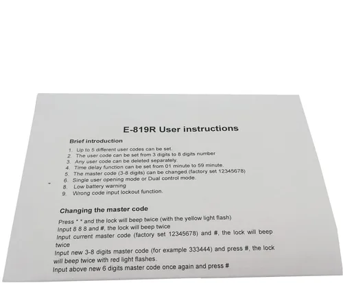 Miniatura 7 de Teclado digital electrónico con bloqueo de retardo de tiempo para caja fuerte, hasta 5 códigos de usuario, retardo de tiempo de 0 a 59 minutos