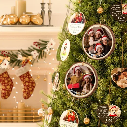 Miniatura 6 de Bemaystar Adornos de Navidad personalizados con fotos, regalos para Navidad, fotos, adornos personalizados, decoraciones de Navidad, regalos