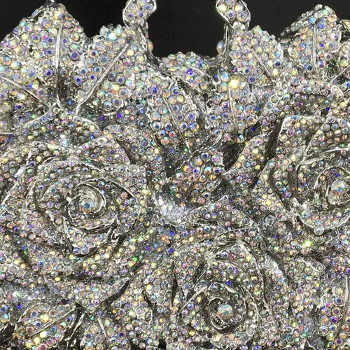 Miniatura 4 de Boutique De FGG Bolsas de noche de cristal de flores deslumbrantes para mujer formal boda fiesta cóctel bolso de mano
