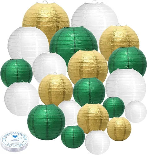 Miniatura 8 de 21 linternas de papel decorativas para fiestas, 4/6/8/10 pulgadas, linternas de papel colgantes chinas redondas para bodas, cumpleaños, baby shower