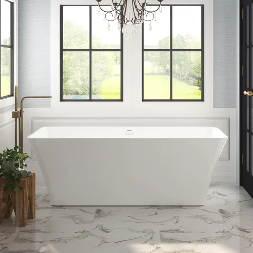 Miniatura 24 de FerdY Maui Bañera Independiente de 67" Elegante Bañera de Remojo Independiente, Blanco Brillante, Certificado cUPC, Conjunto de Drenaje y Drenaje