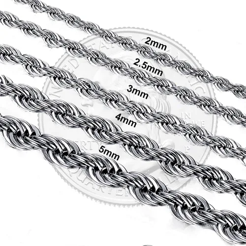 Miniatura 4 de Savlano Cadena de collar de cuerda de acero inoxidable de 0.079 a 0.18 pulgadas para hombres y mujeres, viene en caja de regalo de 16 a 30 pulgadas