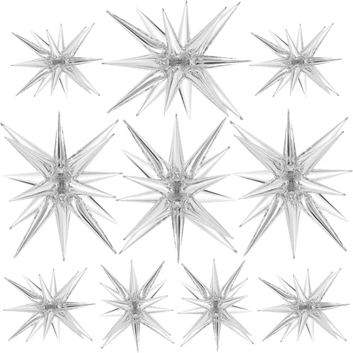 Miniatura 12 de 10 unidades de globos de estrella roja explosión globos de estrella fulgurante globos de cono de papel de aluminio mágicos para decoraciones