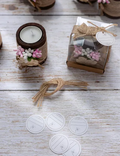 Miniatura 3 de 10 candelabros de té de madera para recuerdos de fiesta de bautismo de bebé, recuerdos de baby shower para invitados, revelación de género de bebé