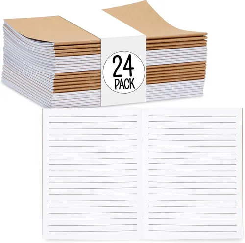 Miniatura 13 de Paquete de 24 diarios de papel kraft forrado, 48 páginas cada uno, cuadernos de papel A5 de 5.5 x 8.5 pulgadas a granel para estudiantes, escritura