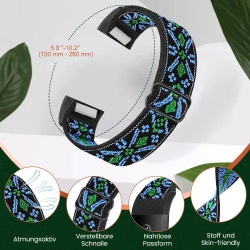 Miniatura 2 de Bandas compatibles con Fitbit Charge 2 bandas para mujeres y hombres, edición clásica y especial, correa de repuesto de nailon elástico ajustable