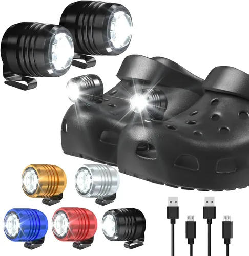 Miniatura 7 de 2 faros delanteros recargables compatibles con zuecos, luz ajustable para zapatos, linternas accesorios para niños y adultos, sandalias de clip, Azul
