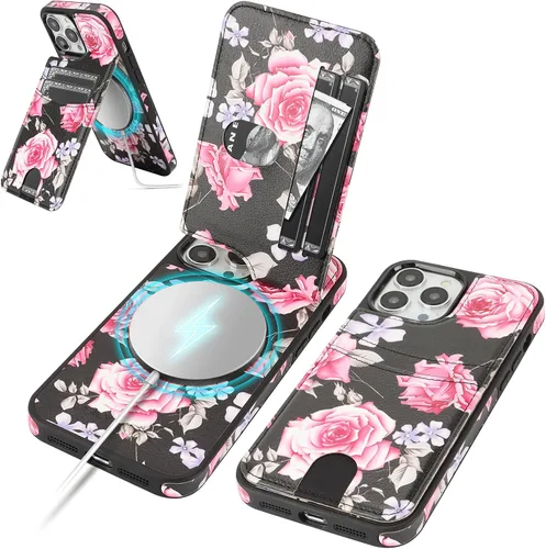 Miniatura 33 de SkyEagle Funda compatible con Magsafe para iPhone 13 Pro Max con soporte para tarjetas, función atril, bloqueo RFID, ranuras para tarjetas