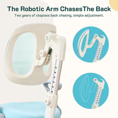 Miniatura 5 de Silla de escritorio ergonómica para niños con reposapiés y asiento ajustable en altura, multifuncional para estudio, trabajo y comedor, cojín cómodo