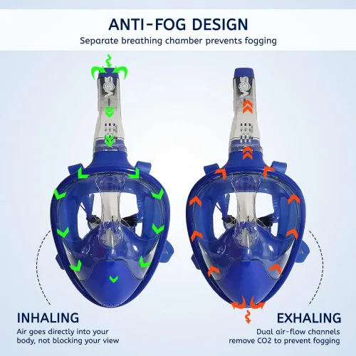 Miniatura 6 de VOS Full Face Snorkel Mask for Kids and Adults 180°Panoramic View/Anti-Fog/Anti-Leak Scuba Mask with Camera Mount Snorkeling Gear for Adults