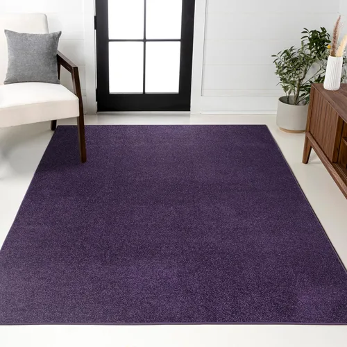 JONATHAN Y Alfombra de interior de pelo bajo sólida color morado Haze 8x10, costera, bohemio, minimalista, clásico, de fácil limpieza para sala de