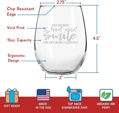 Miniatura 2 de Juego de 4 copas de vino divertidas de crudo y grosero (15 onzas) - Regalos novedosos de cristalería para mujeres, fiesta divertida, evento