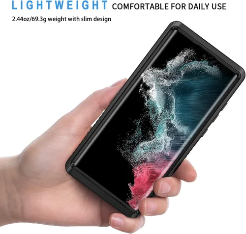 Miniatura 2 de Lanhiem Funda para Samsung Galaxy S22 Ultra, IP68 impermeable a prueba de polvo con protector de pantalla integrado, funda protectora de cuerpo Negro