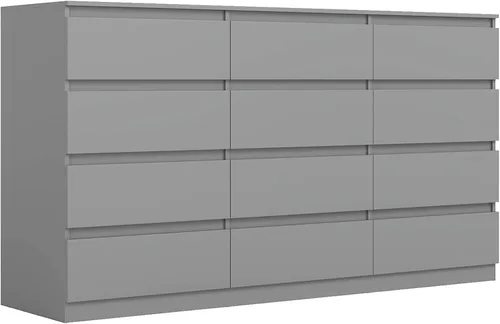 Miniatura 22 de Vibe & Dine Cómoda doble de 8 cajones, cómoda de madera moderna con amplio almacenamiento para armario, dormitorio, sala de estar, color negro
