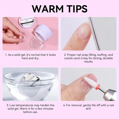 Miniatura 9 de Makartt Arte de uñas de gel 3D: 4 en 1 constructor de gel sólido transparente para extensión, pegamento de uñas UV para uñas acrílicas, diamantes