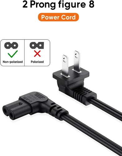 Miniatura 6 de CableCreation Cable de alimentación angular no polarizado de 2 ranuras en ángulo de 18 AWG (IEC320 C7 a Nema 1-15P), 3.0 ft / negro