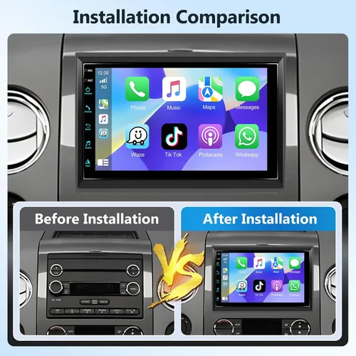 Miniatura 8 de 2+64G Radio estéreo para coche para Ford F150 con CarPlay inalámbrico Android Auto 7 "pantalla táctil Bluetooth audio con navegación GPS espejo