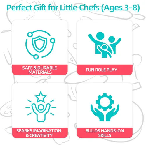 Miniatura 9 de Freidora de aire de madera, 15 piezas, juego de olla a presión de 18 piezas para niños, juguete de cocina con accesorios de alimentos, utensilios